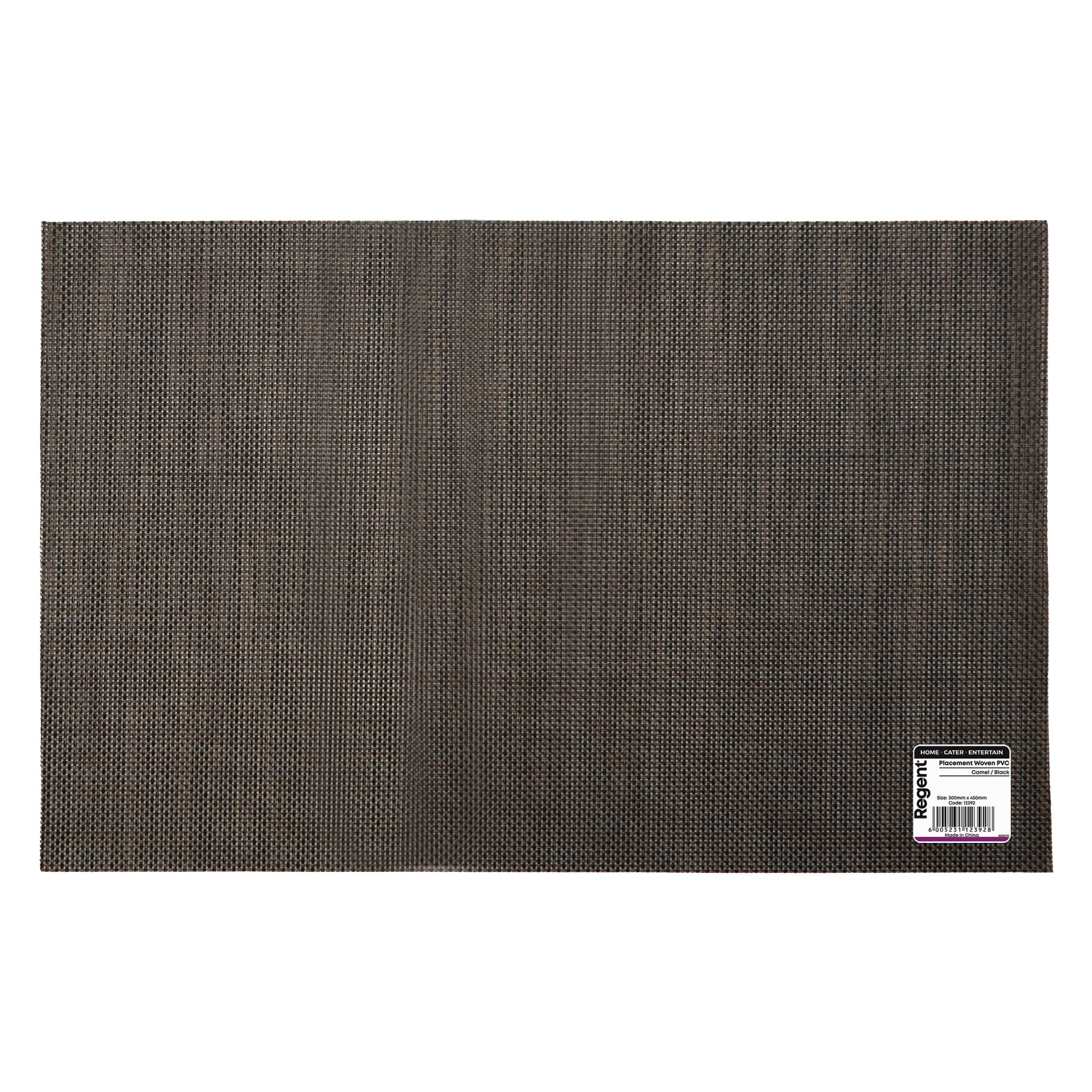 REGENT PLACE MATS WOVEN PVC NEW CAMEL/BLACK, 300X450MM