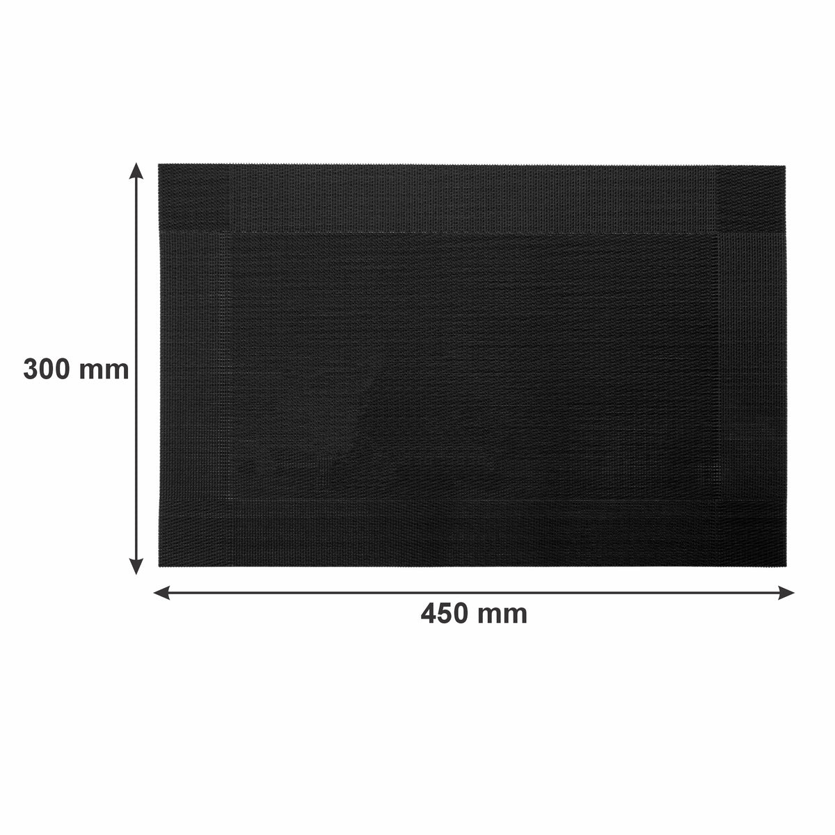 REGENT PLACE MATS WOVEN PVC BLACK WITH BORDER, 300X450MM
