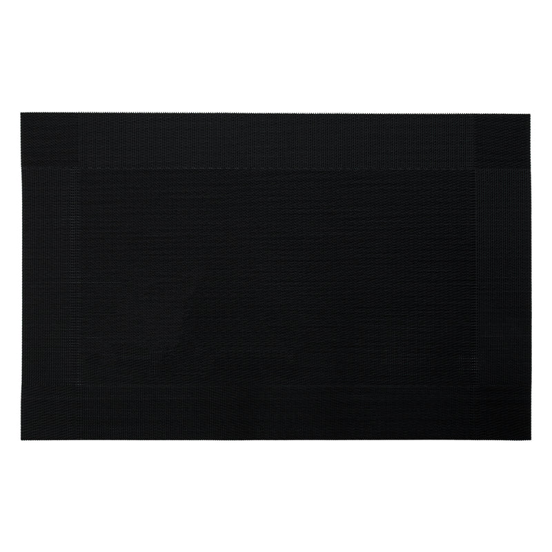 REGENT PLACE MATS WOVEN PVC BLACK WITH BORDER, 300X450MM