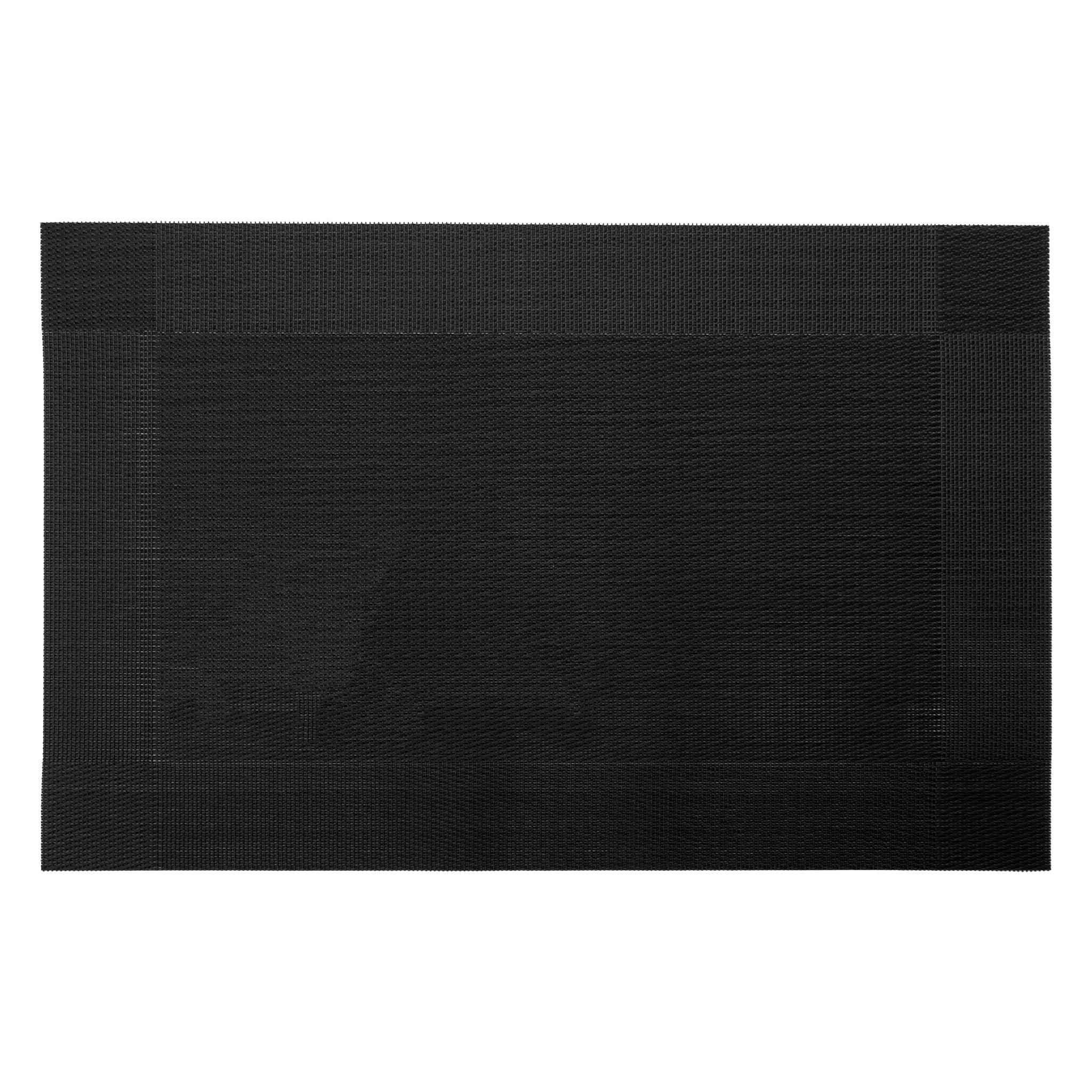 REGENT PLACE MATS WOVEN PVC BLACK WITH BORDER, 300X450MM