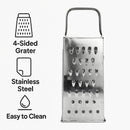 REGENT KITCHEN GRATER 4-SIDED CHROME PLATED, 210MM