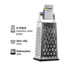 REGENT KITCHEN 4-SIDED GRATER STAINLESS STEEL WITH PP NON SLIP BASE, 240MM