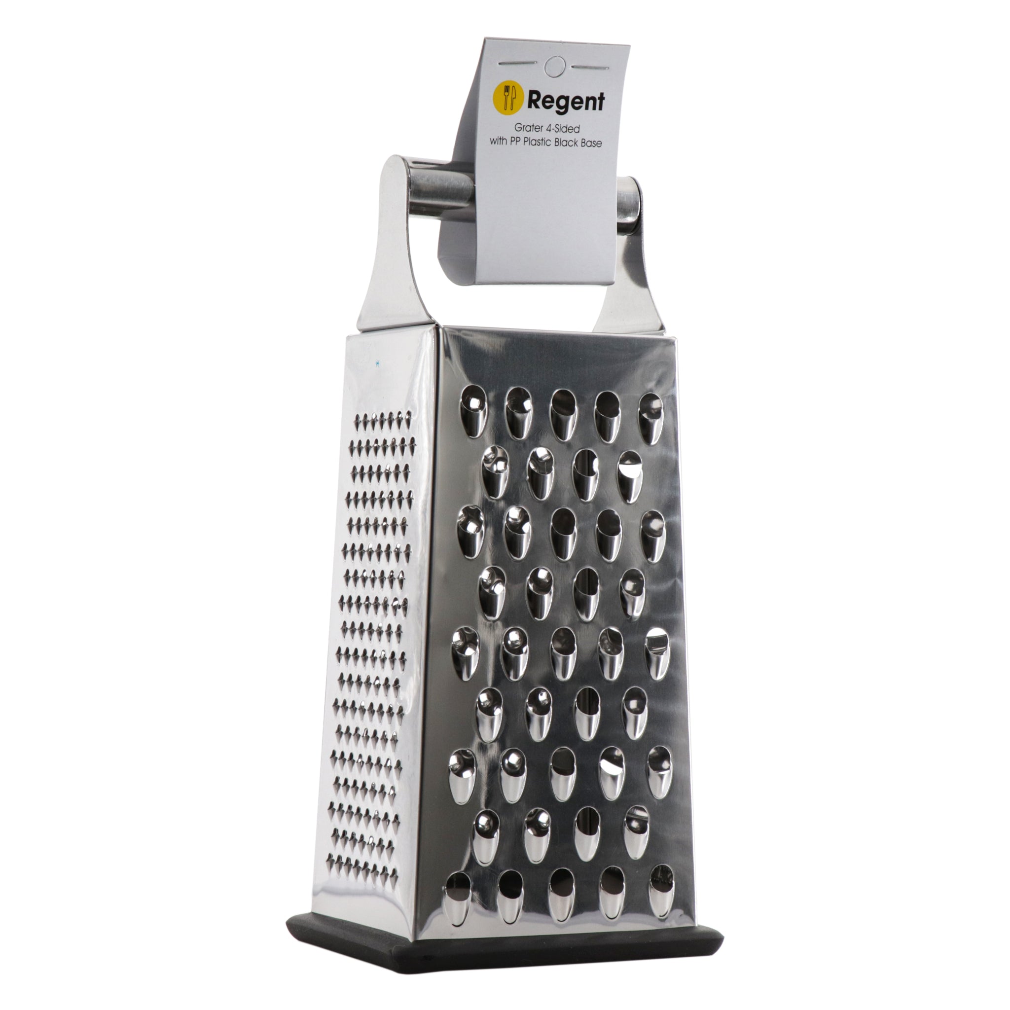 REGENT KITCHEN 4-SIDED GRATER STAINLESS STEEL WITH PP NON SLIP BASE, 240MM