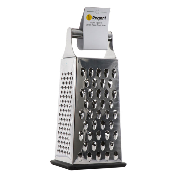 REGENT KITCHEN 4-SIDED GRATER STAINLESS STEEL WITH PP NON SLIP BASE, (240X110X90MM)