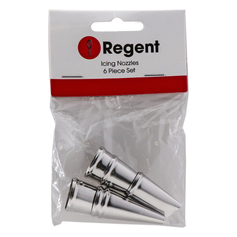 REGENT BAKEWARE ICING NOZZLE 6 PIECE SET, (30MMX20MM DIA)