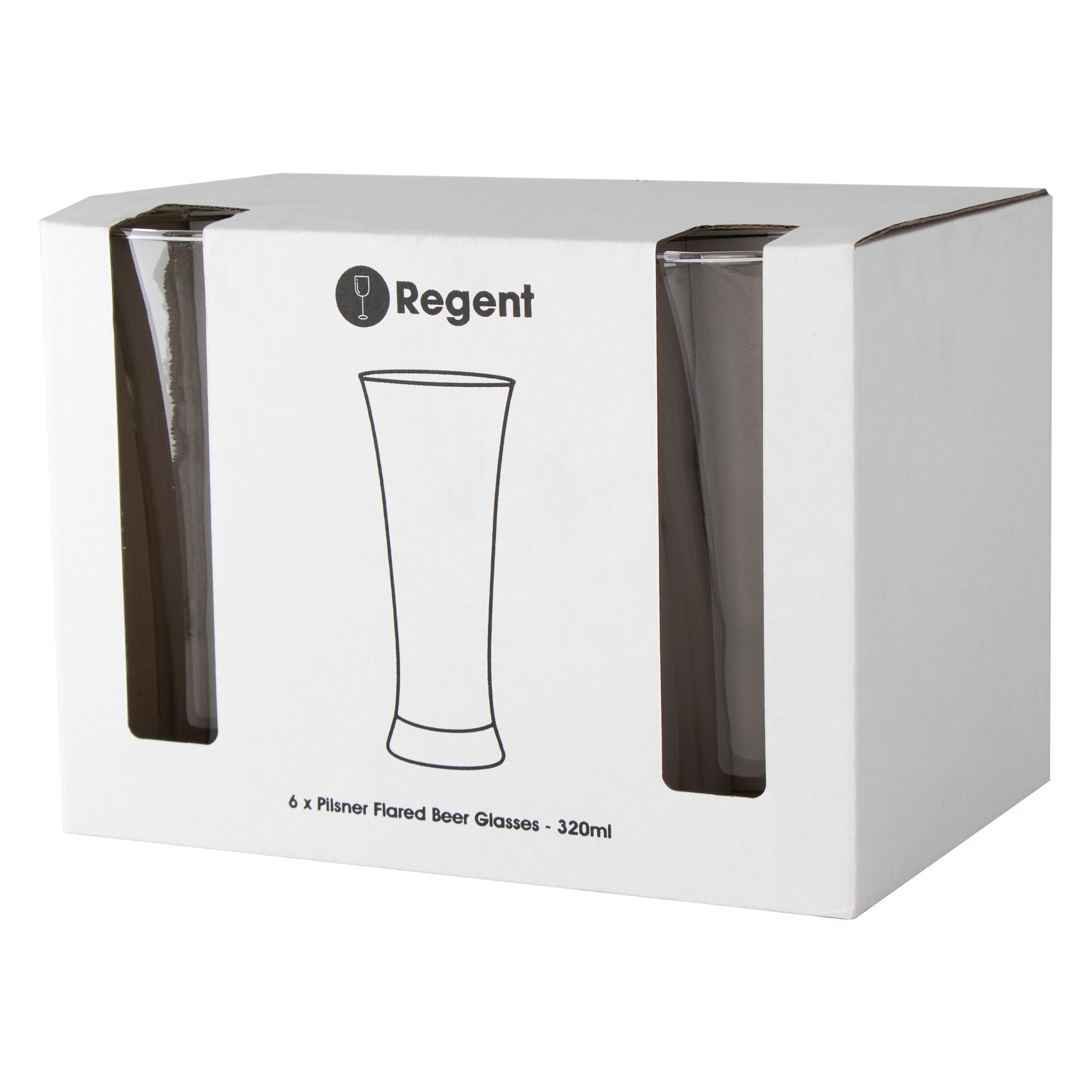 REGENT PILSNER FLARED BEER GLASSES 6PK, 320ML