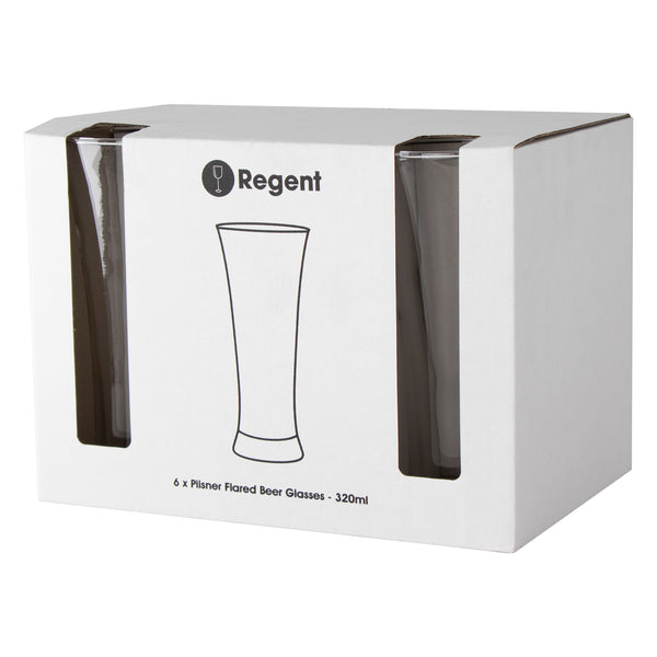 REGENT PILSNER FLARED BEER GLASS 6 PACK, (320ML)