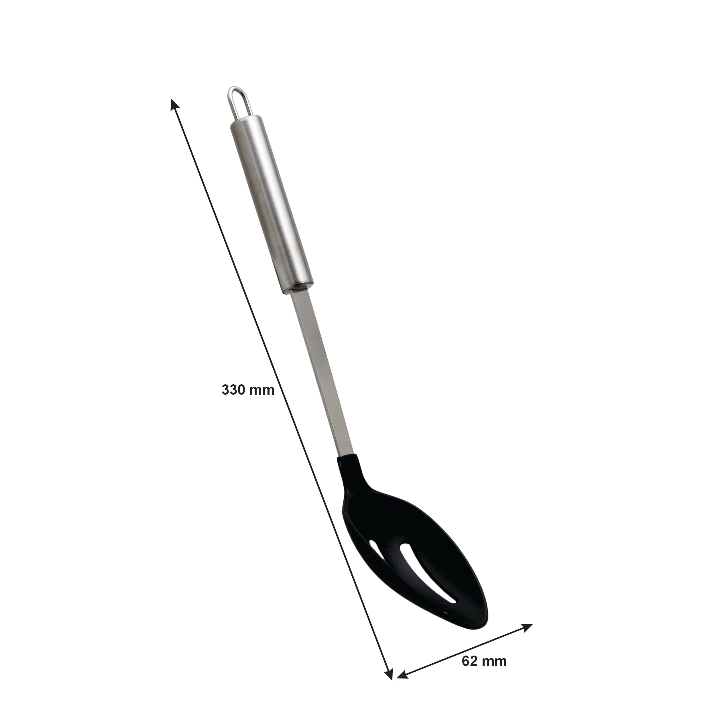 REGENT KITCHEN NYLON SLOTTED SPOON WITH ST STEEL HANDLE, 330MM