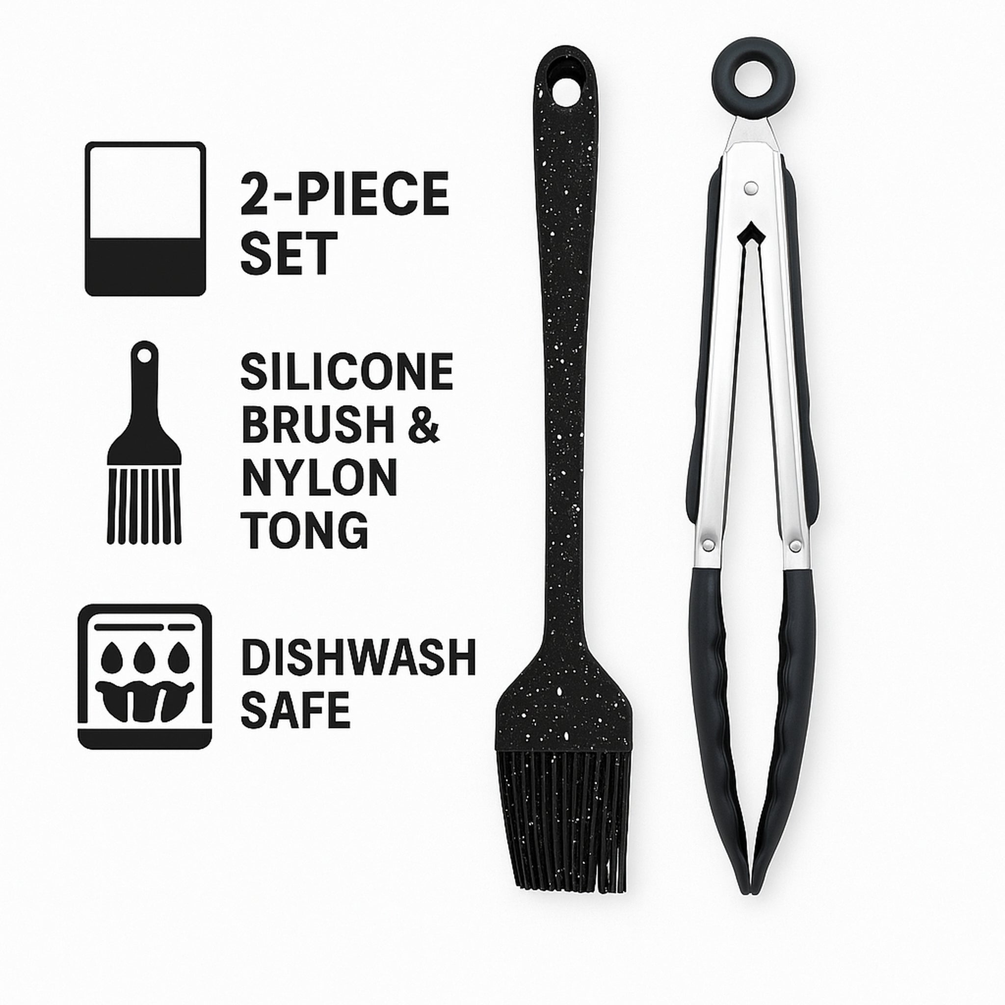 REGENT KITCHEN BASTING BRUSH AND TONG NYLON & STAINLESS STEEL 2PCS SET