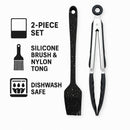 REGENT KITCHEN BASTING BRUSH & TONG NYLON AND STAINLESS STEEL 2PCE SET, 255MM l 265MM