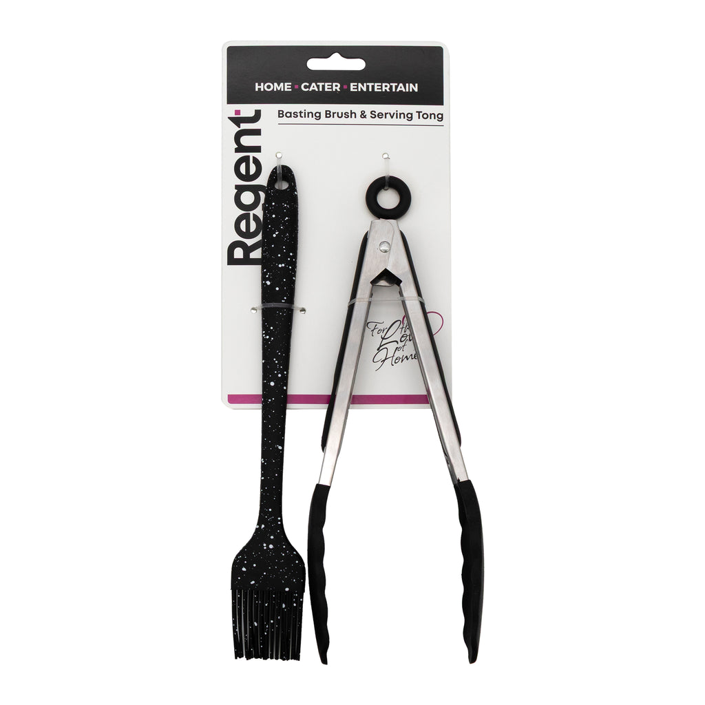 REGENT KITCHEN BASTING BRUSH AND TONG NYLON & STAINLESS STEEL 2PCS SET