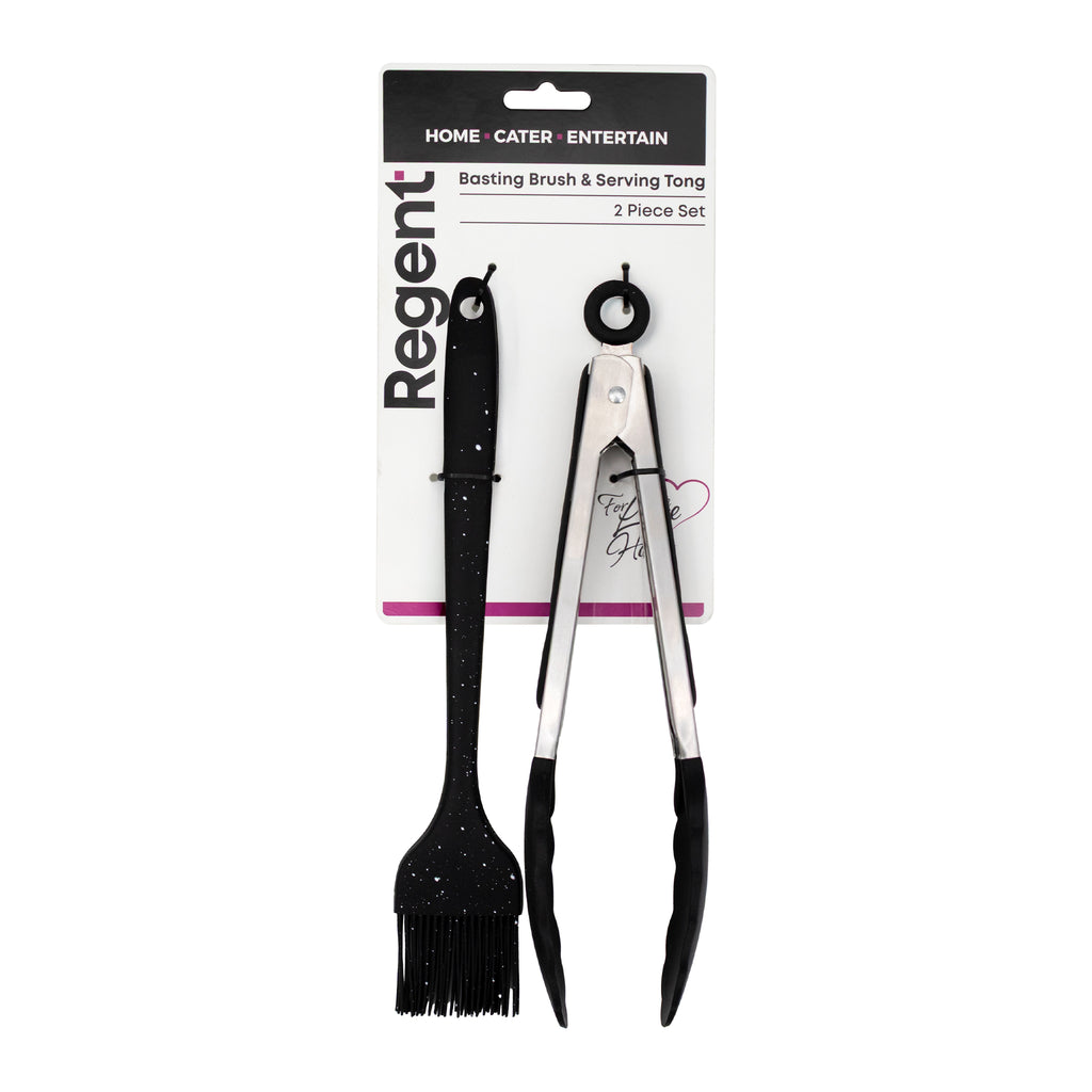 REGENT KITCHEN BASTING BRUSH AND TONG NYLON & STAINLESS STEEL 2PCS SET