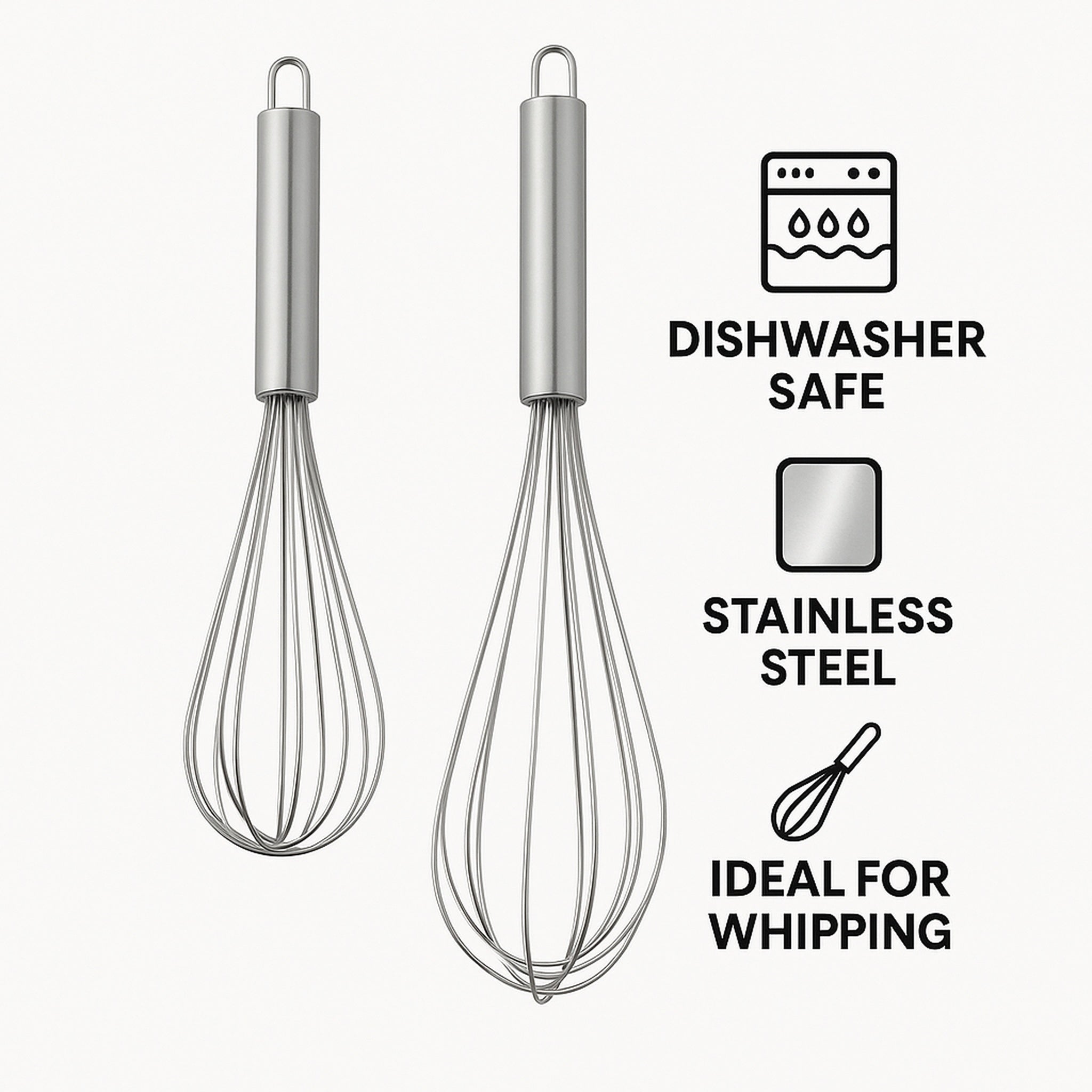 REGENT BAKEWARE WHISKS STAINLESS STEEL 2PCS SET