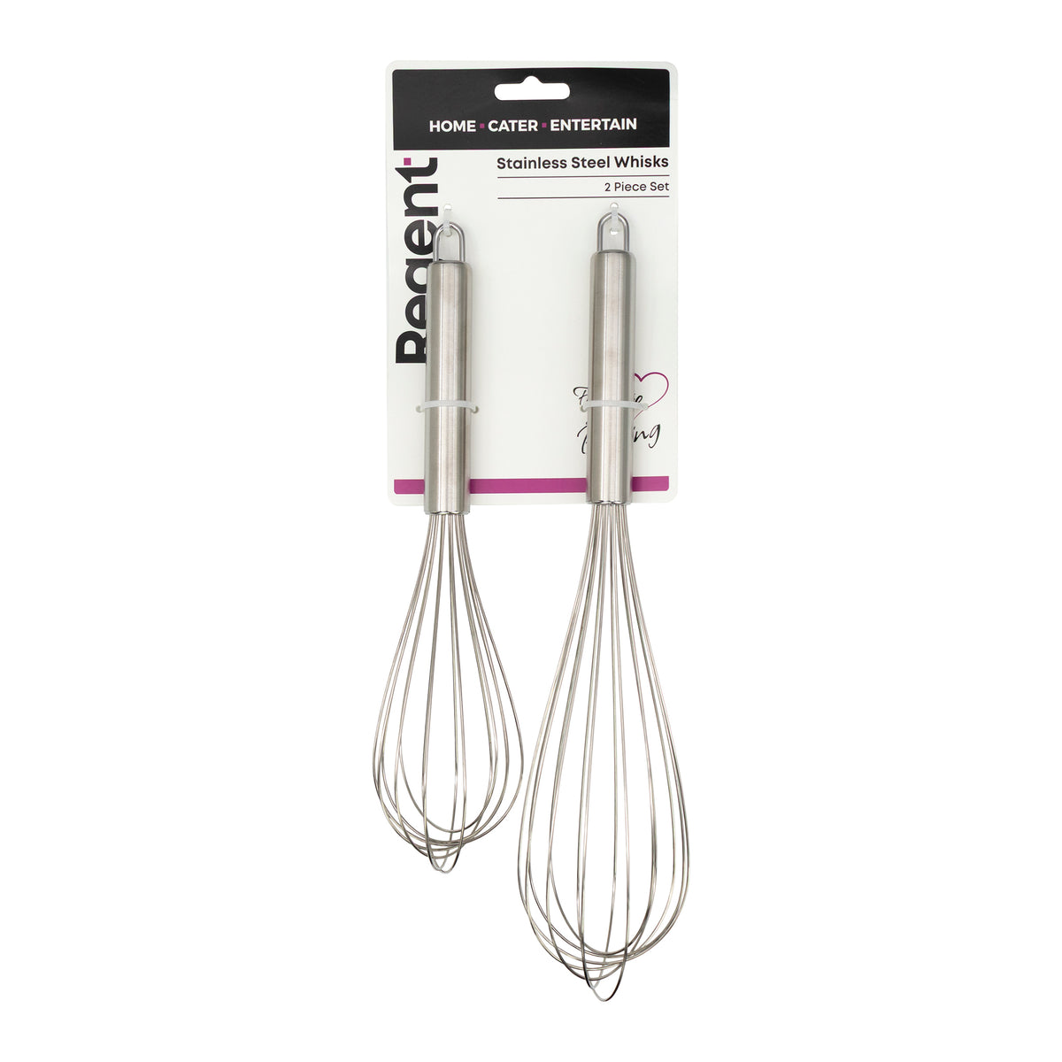 REGENT BAKEWARE WHISKS STAINLESS STEEL 2PCS SET, 255MM l 300MM