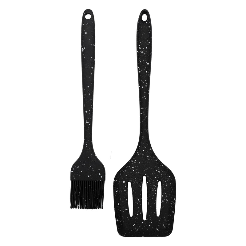 REGENT KITCHEN BASTING BRUSH AND TURNER NYLON SPECKLED BLACK 2PCE SET, 260MM l 300MM