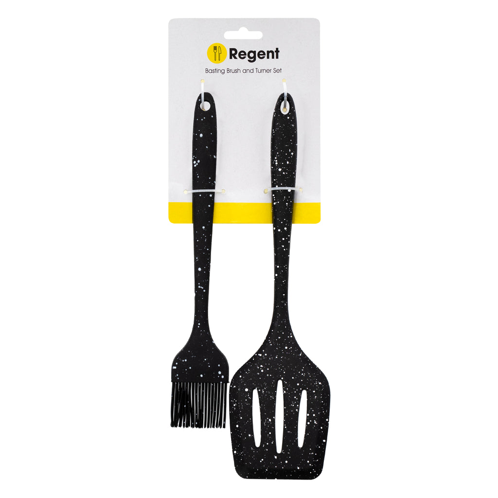 REGENT KITCHEN BASTING BRUSH AND TURNER NYLON SPECKLED BLACK 2PCS SET