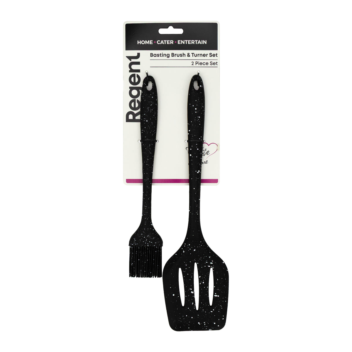 REGENT KITCHEN BASTING BRUSH AND TURNER NYLON SPECKLED BLACK 2PCS SET