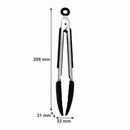 REGENT FOOD TONGS STAINLESS STEEL WITH BLACK SILICONE TIPS 2PK, 208MM