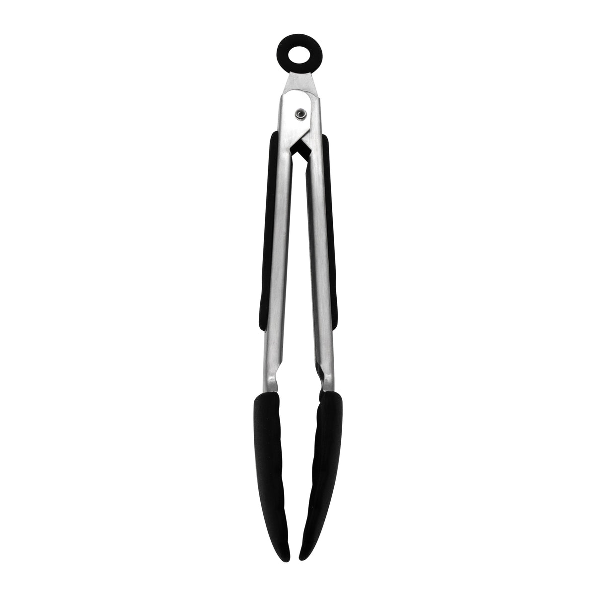 REGENT FOOD TONGS STAINLESS STEEL WITH BLACK SILICONE TIPS 2PK, 208MM