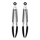 REGENT FOOD TONGS STAINLESS STEEL WITH BLACK SILICONE TIPS 2PK, 208MM