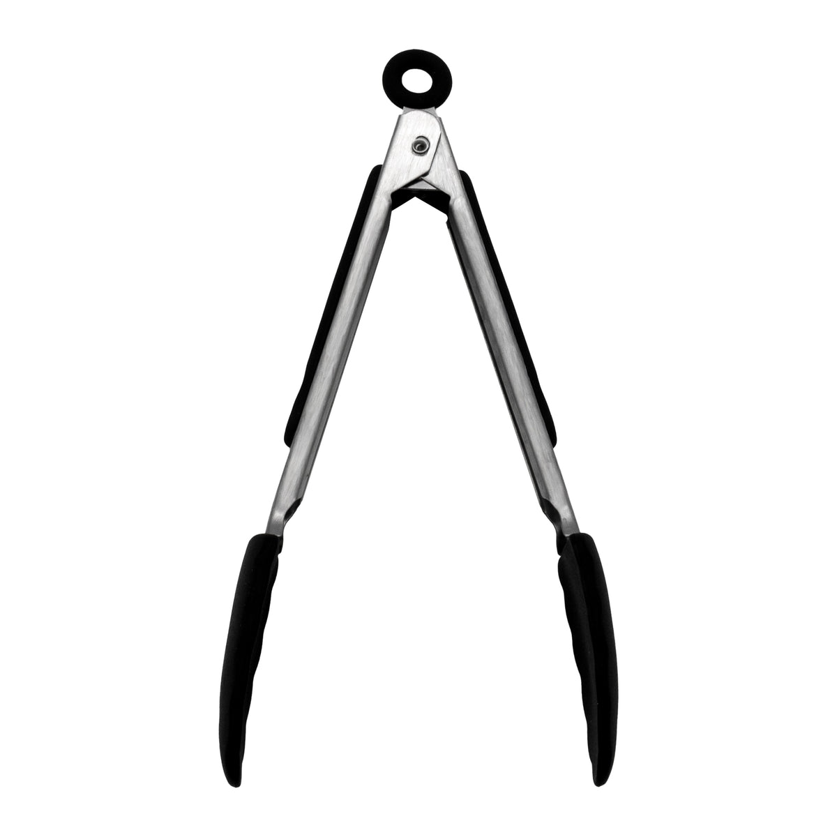 REGENT FOOD TONGS STAINLESS STEEL WITH BLACK SILICONE TIPS 2PK, 208MM