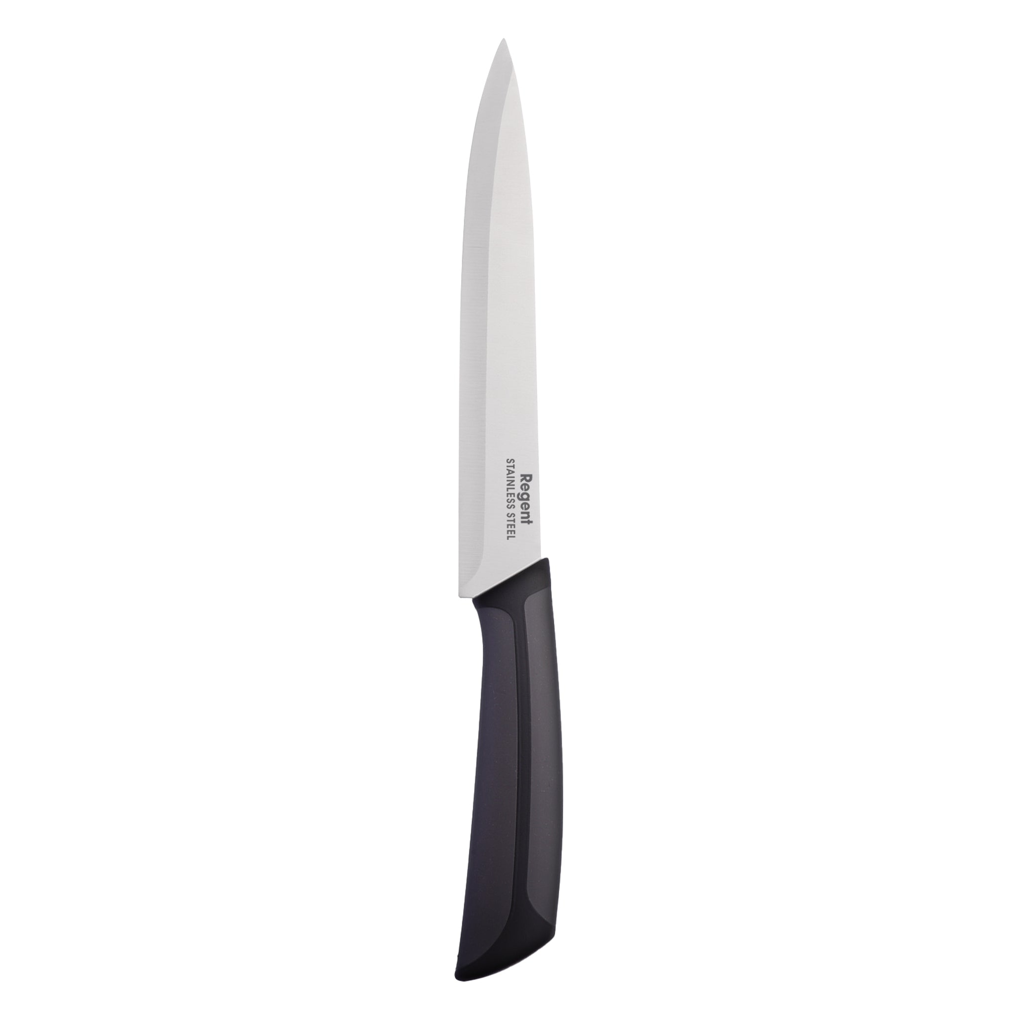 REGENT KITCHEN PREMIUM CARVING KNIFE WITH BLACK AND GREY HANDLE, 320MM