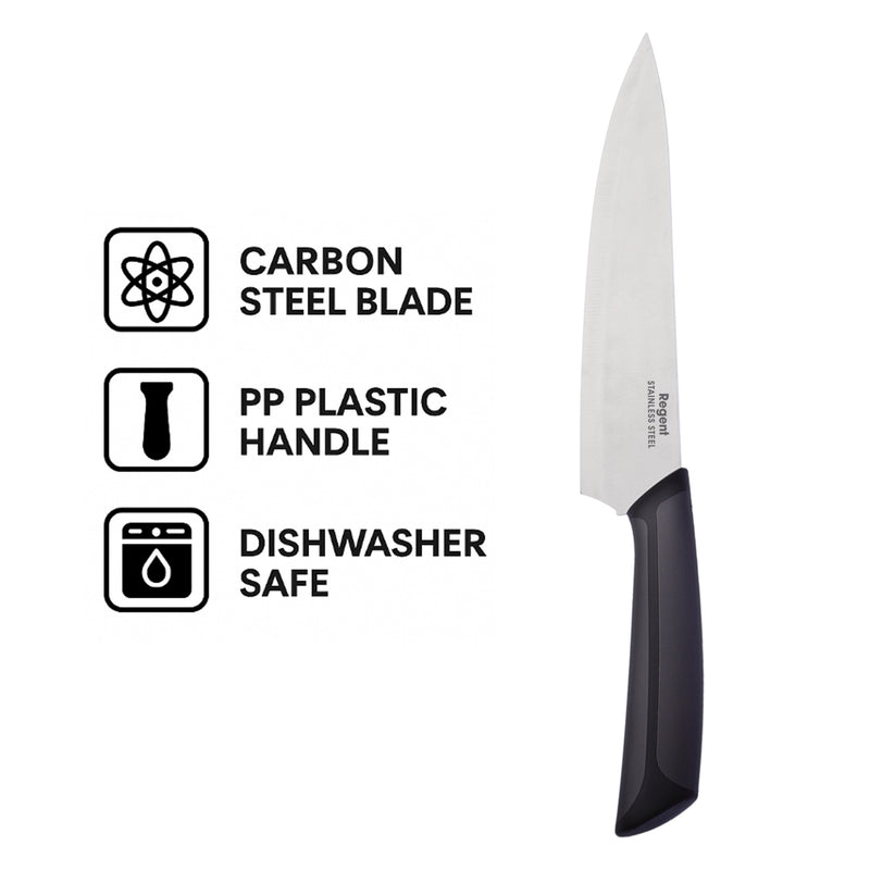 REGENT KITCHEN PREMIUM CHEF KNIFE WITH BLACK AND GREY HANDLE, 325MM