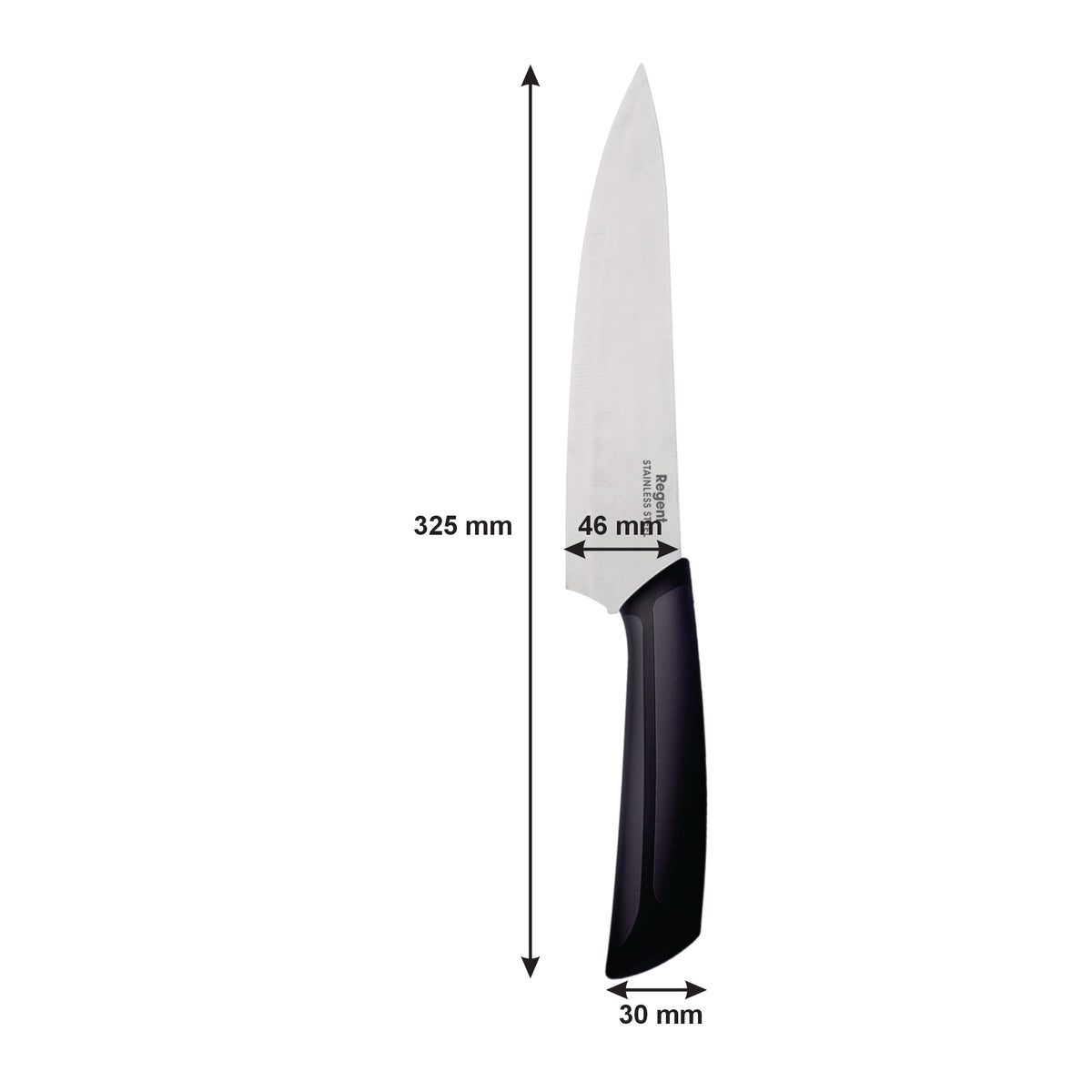 REGENT KITCHEN PREMIUM CHEF KNIFE WITH BLACK AND GREY HANDLE, 325MM