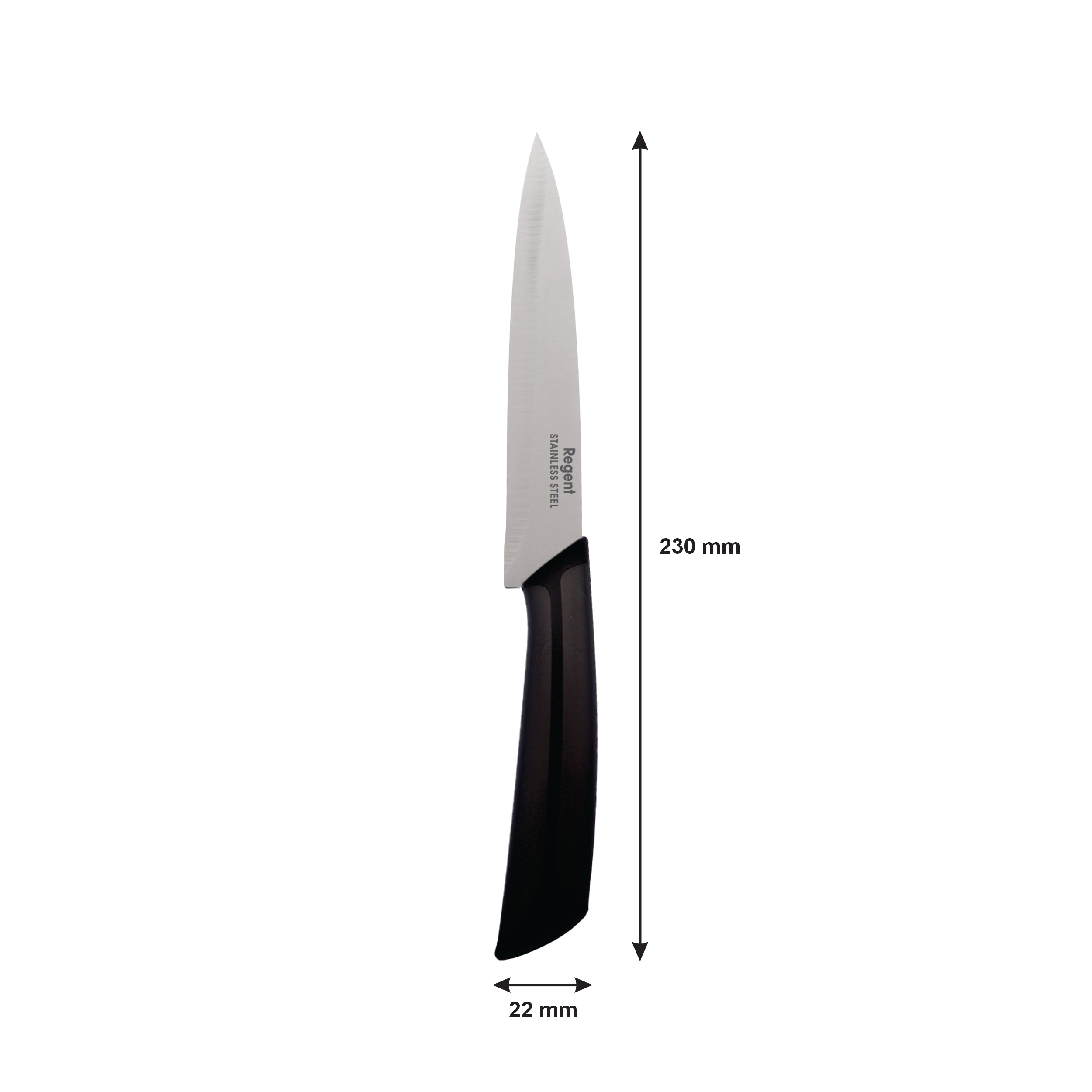 REGENT KITCHEN PREMIUM UTILITY KNIFE WITH BLACK AND GREY HANDLE, 230MM