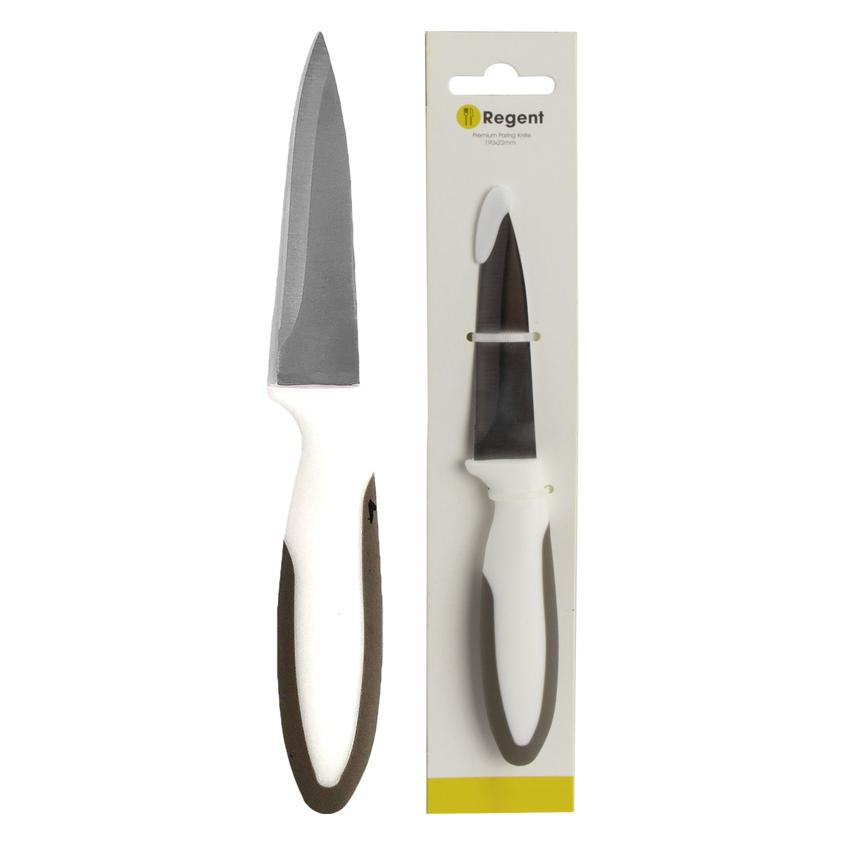 REGENT KITCHEN PREMIUM PARING KNIFE WITH GREY AND WHITE HANDLE, 190MM