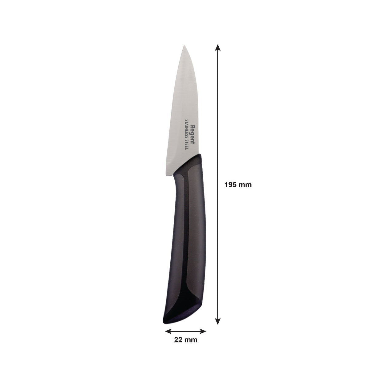 REGENT KITCHEN PREMIUM PARING KNIFE WITH BLACK AND GREY HANDLE, 195MM