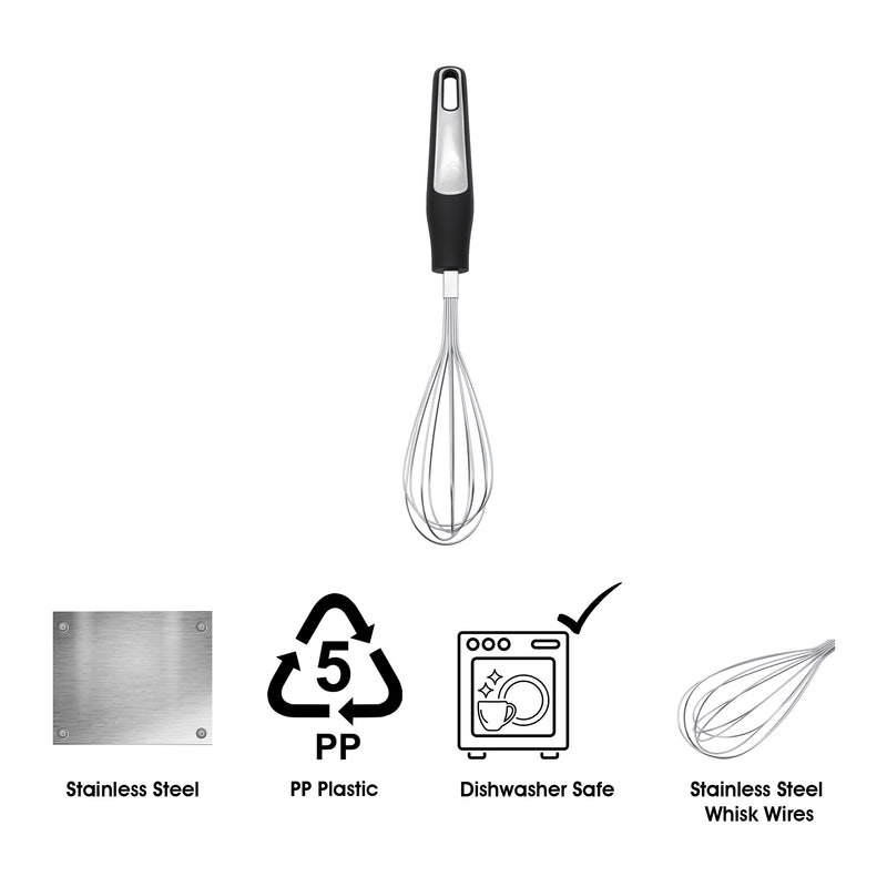 REGENT PREMIUM WHISK STAINLESS STEEL WITH PP+SS BLACK HANDLE, 300MM
