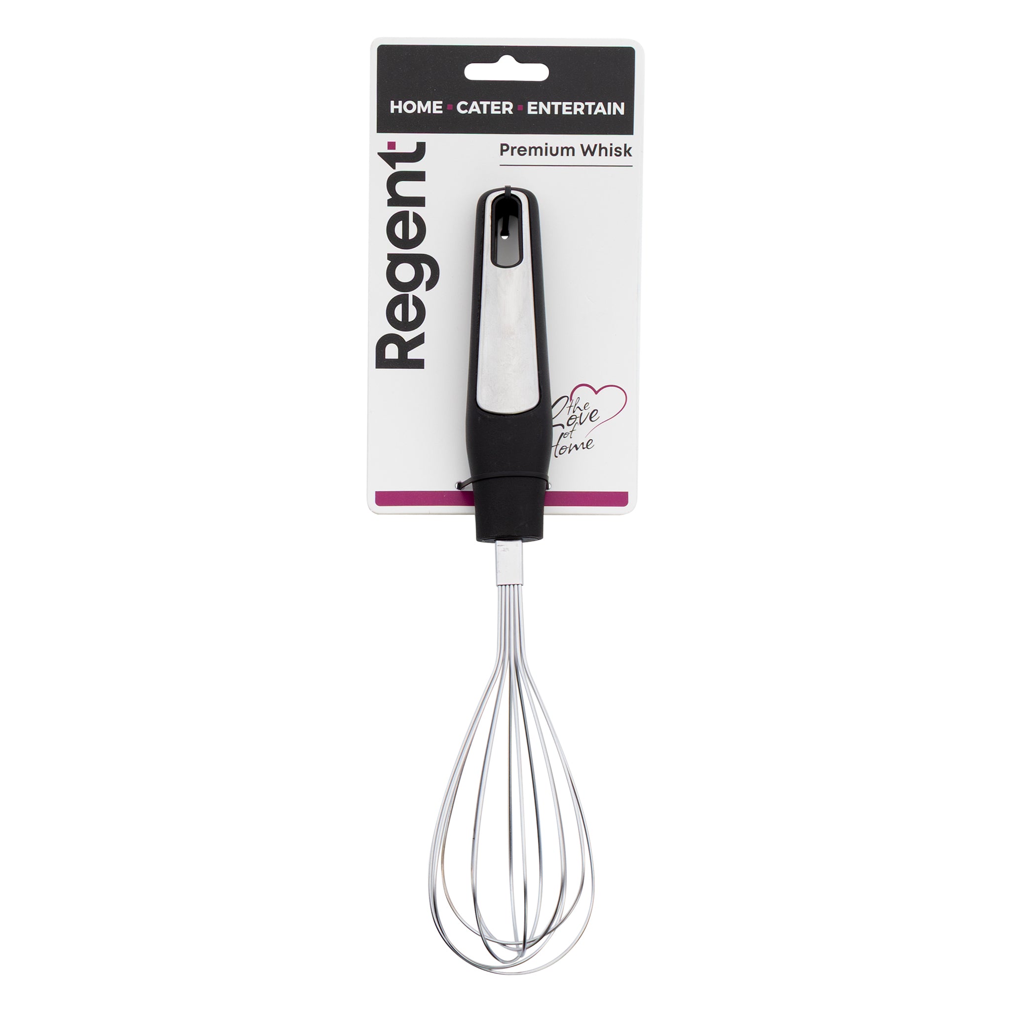 REGENT PREMIUM WHISK STAINLESS STEEL WITH PP+SS BLACK HANDLE, 300MM