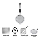 REGENT PREMIUM STRAINER STAINLESS STEEL WITH PP+SS BLACK HANDLE BLACK, 295MM