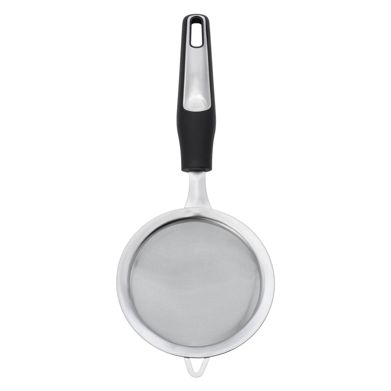 REGENT PREMIUM STRAINER STAINLESS STEEL WITH PP+SS BLACK HANDLE BLACK, 295MM