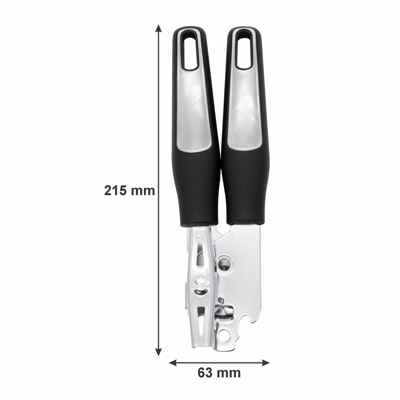REGENT PREMIUM CAN OPENER STAINLESS STEEL WITH PP+SS BLACK HANDLES, 215MM