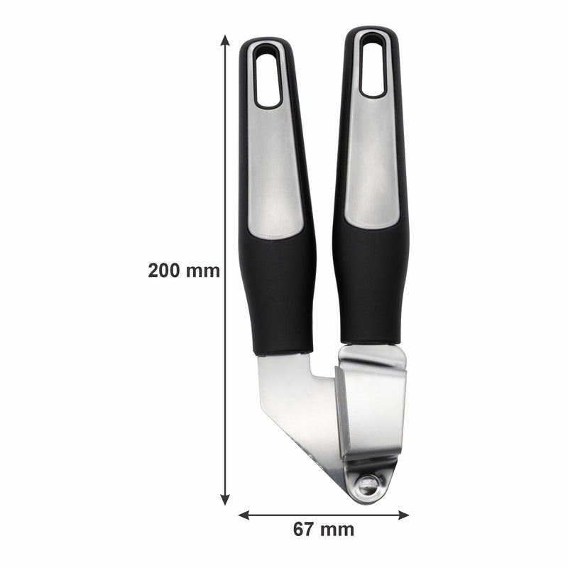 REGENT PREMIUM GARLIC PRESS STAINLESS STEEL WITH PP+SS BLACK HANDLES, 200MM