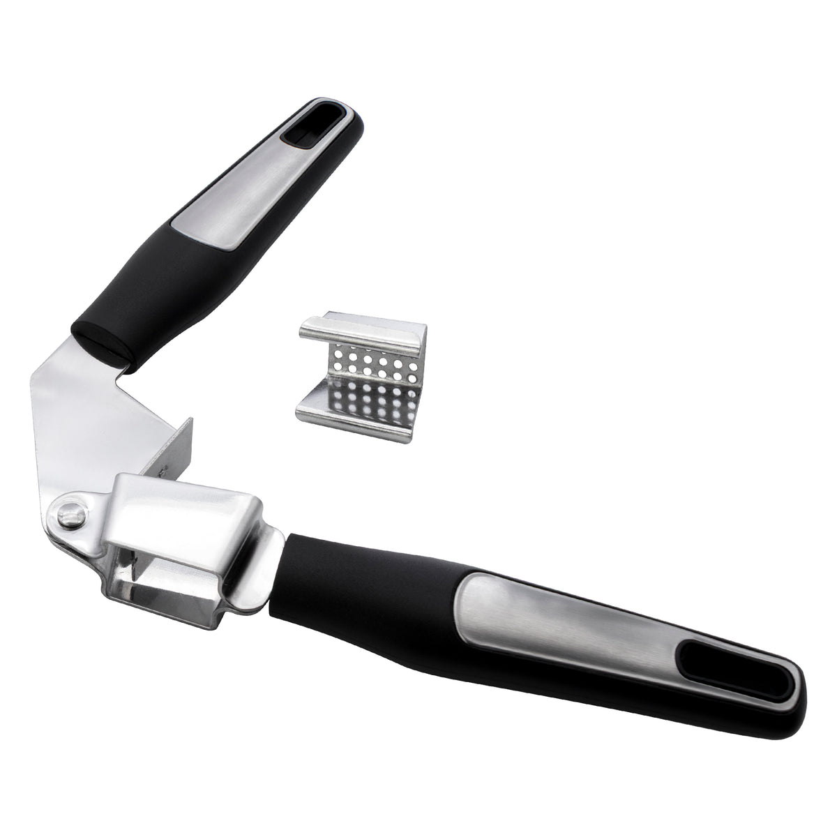 REGENT PREMIUM GARLIC PRESS STAINLESS STEEL WITH PP+SS BLACK HANDLES, 200MM