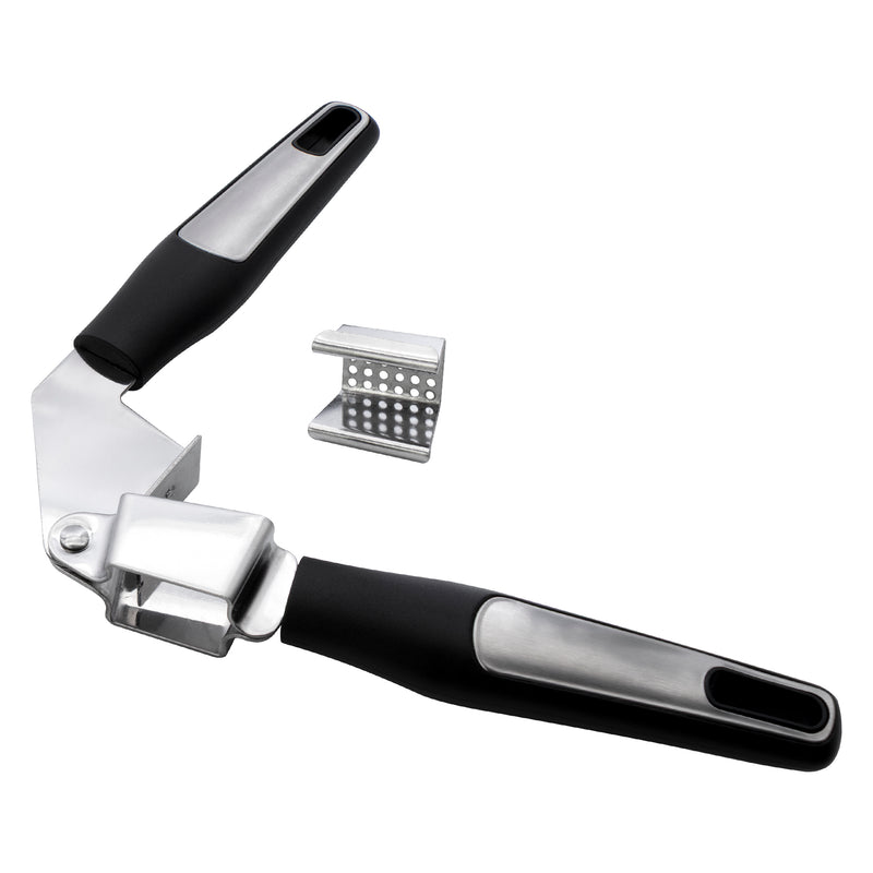 REGENT PREMIUM GARLIC PRESS STAINLESS STEEL WITH PP+SS BLACK HANDLES, 200MM