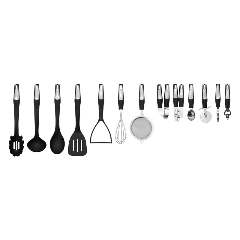 REGENT PREMIUM STRAINER STAINLESS STEEL WITH PP+SS BLACK HANDLE BLACK, 295MM