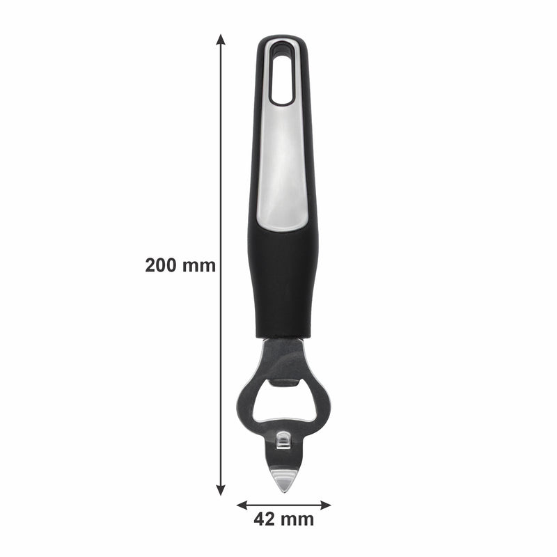 REGENT PREMIUM CAN AND BOTTLE OPENER STAINLESS STEEL WITH PP+SS BLACK HANDLE, 200MM