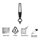 REGENT PREMIUM CAN AND BOTTLE OPENER STAINLESS STEEL WITH PP+SS BLACK HANDLE, 200MM