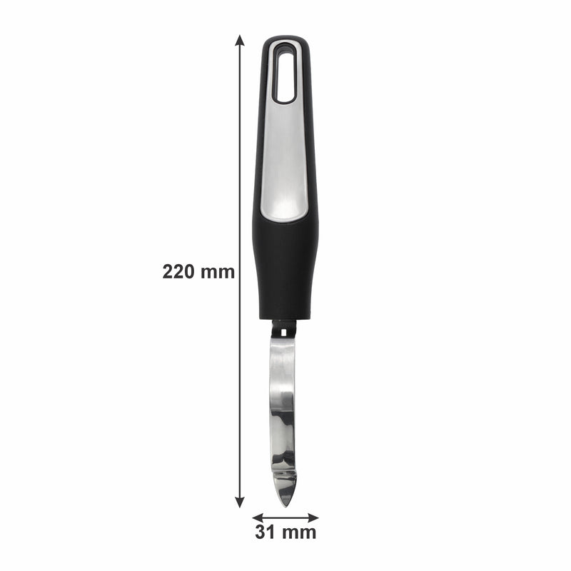 REGENT PREMIUM PEELER STAINLESS STEEL WITH PP+SS BLACK HANDLE, 220MM