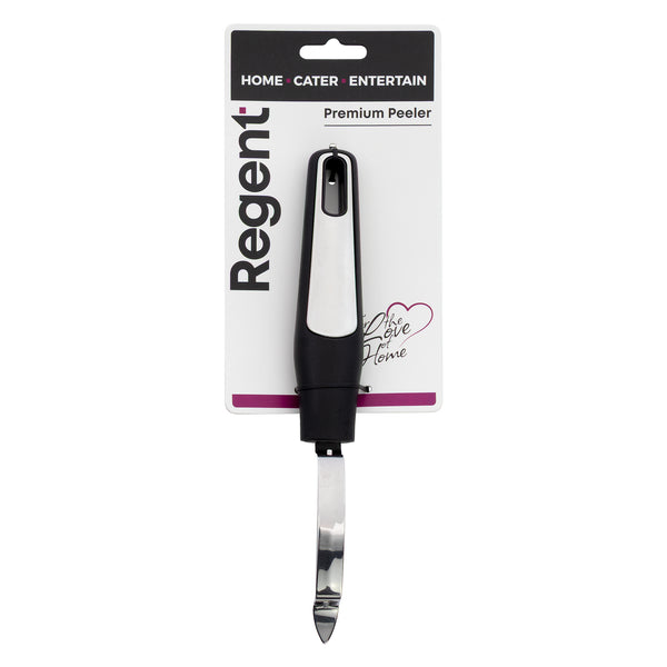 REGENT PREMIUM PEELER STAINLESS STEEL WITH PP+SS BLACK HANDLE, 220MM