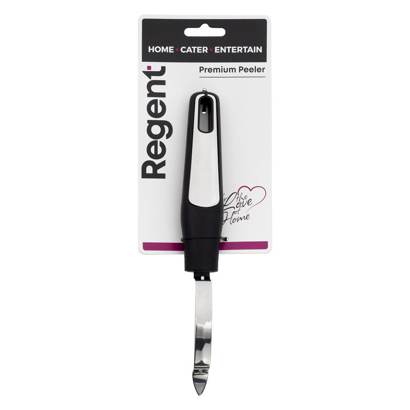 REGENT PREMIUM PEELER STAINLESS STEEL WITH PP+SS BLACK HANDLE, 220MM