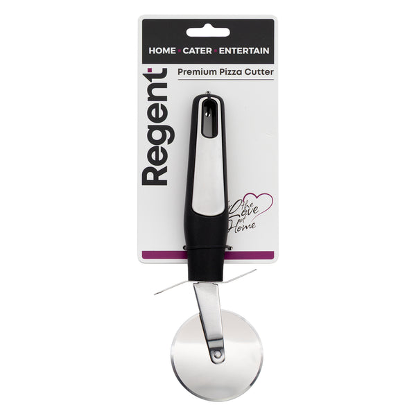 REGENT PREMIUM PIZZA CUTTER STAINLESS STEEL WITH PP+SS BLACK HANDLE, 65MM DIA