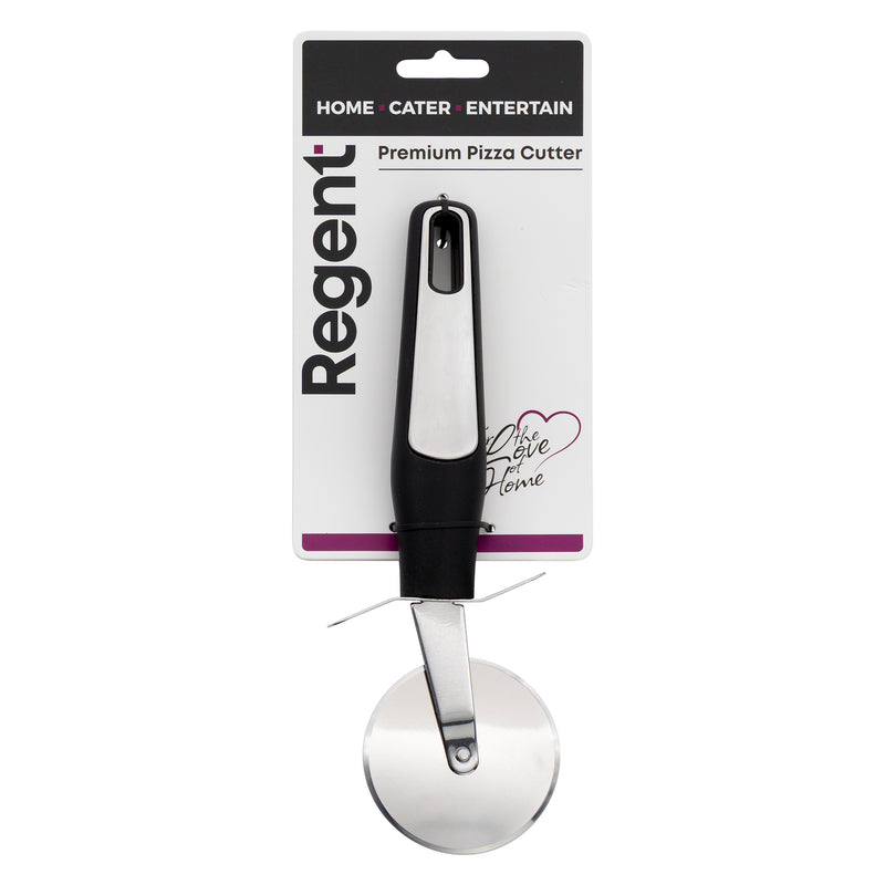 REGENT PREMIUM PIZZA CUTTER STAINLESS STEEL WITH PP+SS BLACK HANDLE, 65MM DIA