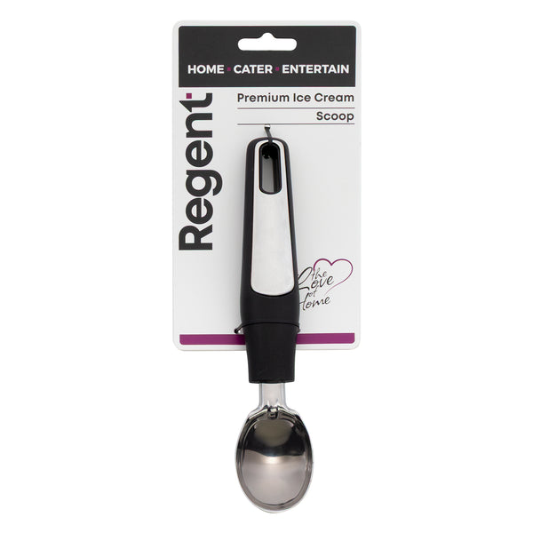 REGENT PREMIUM ICE CREAM SCOOP ST STEEL WITH PP+SS BLACK HANDLE, 200MM
