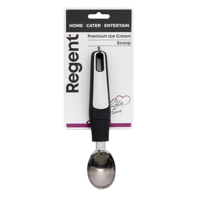 REGENT PREMIUM ICE CREAM SCOOP ST STEEL WITH PP+SS BLACK HANDLE, 200MM