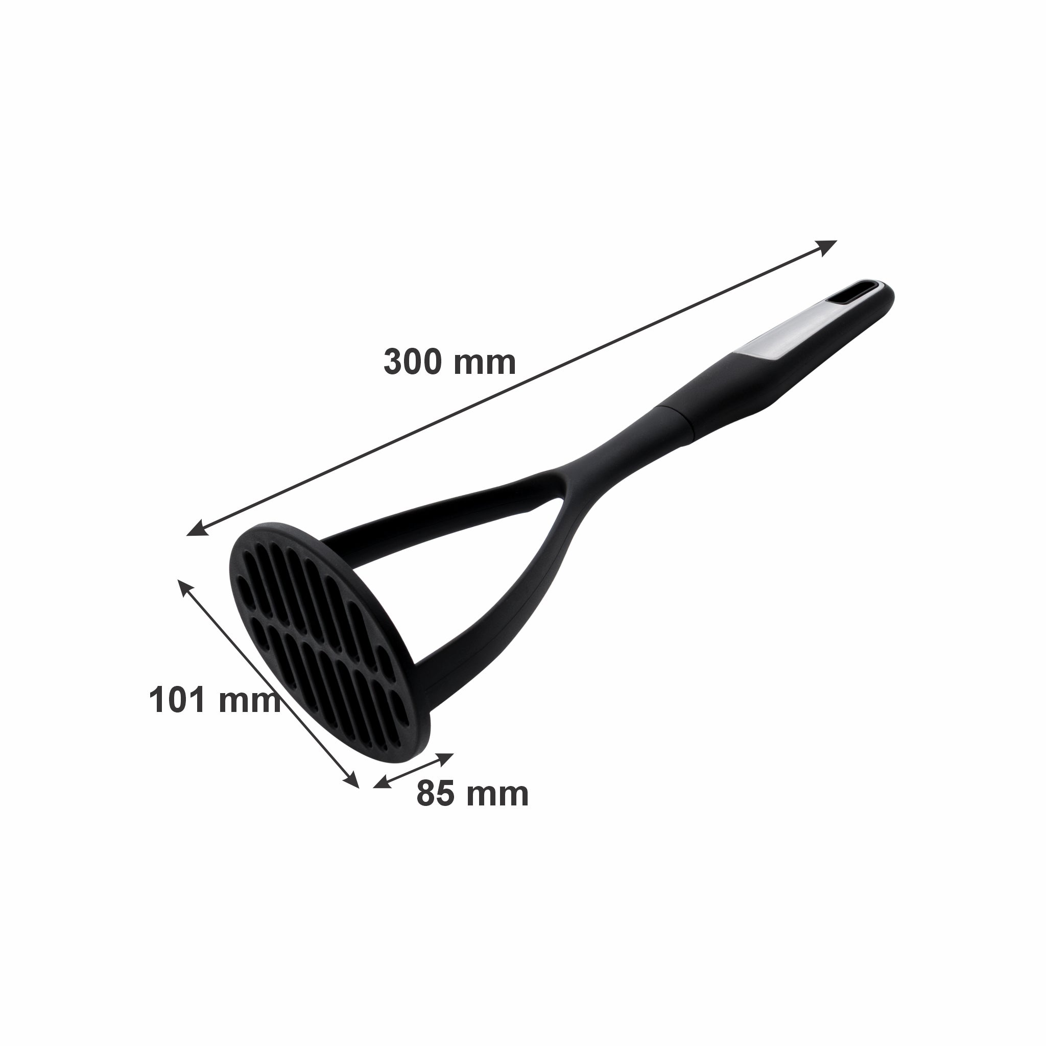 REGENT PREMIUM POTATO MASHER BLACK NYLON WITH PP+SS HANDLE, 300MM